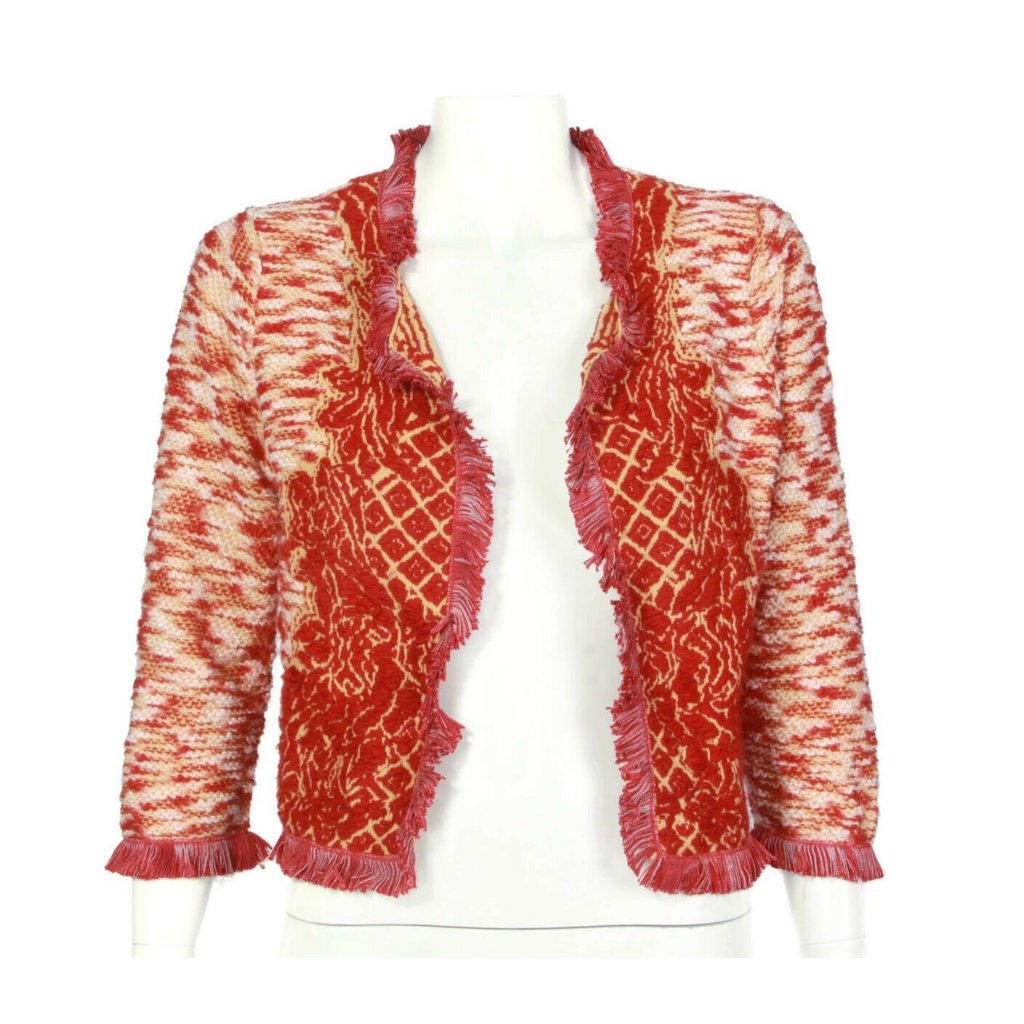 Lucky Brand Boho Space Dye Desert Brown Fringe Hem Open Cardigan Sweater M 670